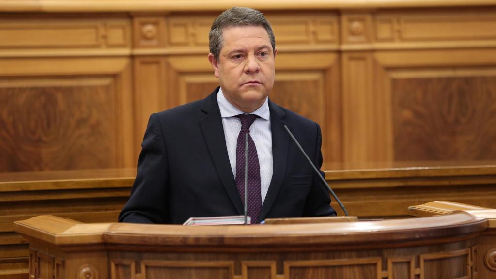 Emiliano García-Page, presidente de Castilla-La Mancha, durante su intervención en el Debate sobre el Estado de la Región.
