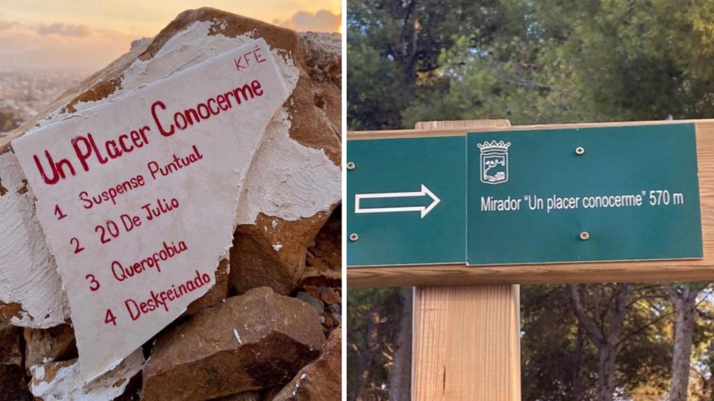 La losa y los carteles de señalización.