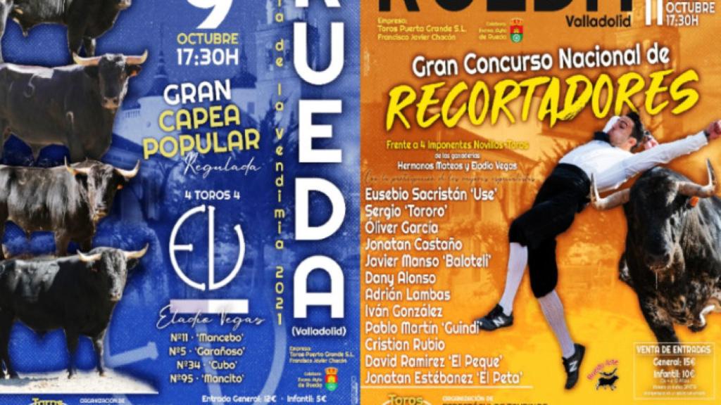 Cartel de los festejos taurinos en Rueda