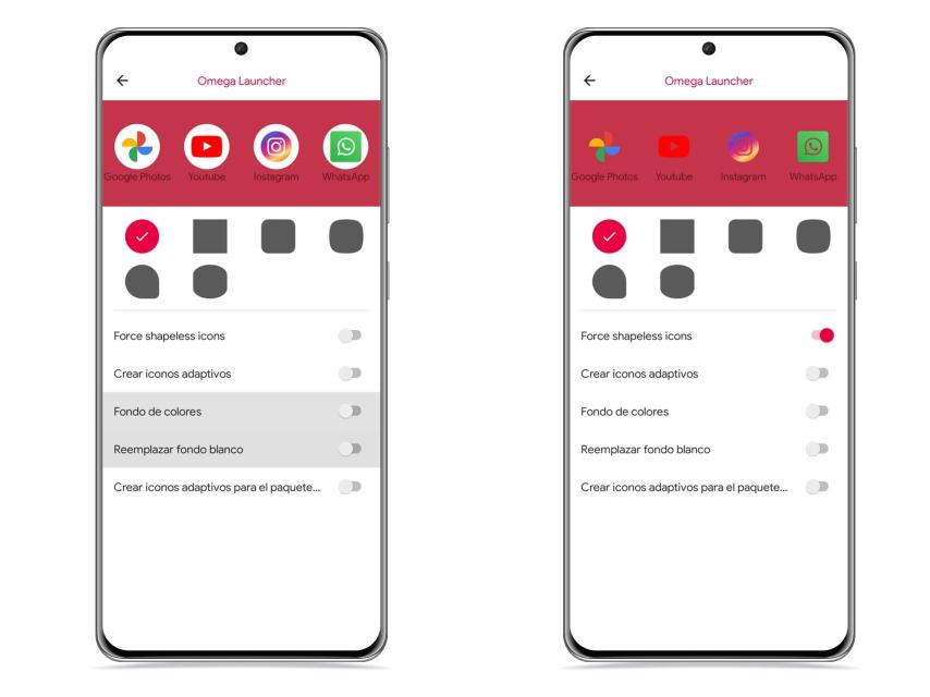Modificación de iconos en Omega Launcher