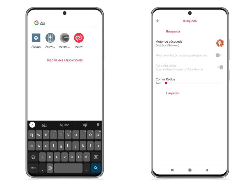 Búsqueda y motor de búsqueda en Omega Launcher