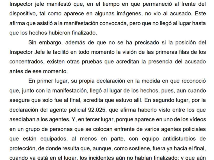 Fragmento de la sentencia dictada por la Sala de lo Penal del Tribunal Supremo.