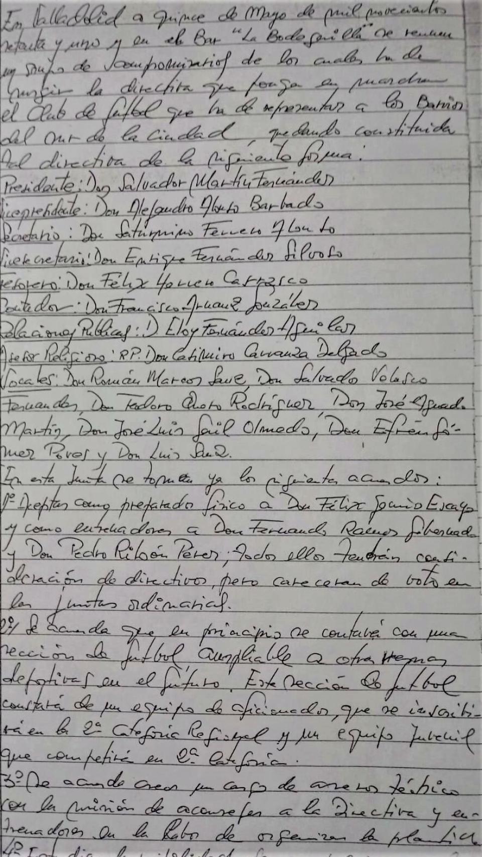 Acta fundacional de la UD Sur1