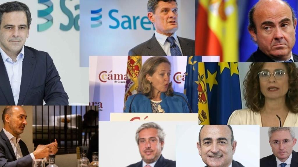 Javier del Río, Jaime Echegoyen, Luis de Guindos, Nadia Calviño,  María Jesús Montero, Francesc Noguera, Eduardo Mendiluce, Hugo Vélez y José Luis Bellosta.