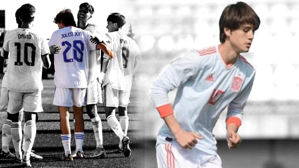 Julen Jon Guerrero, con el Real Madrid y la Selección, en un fotomontaje