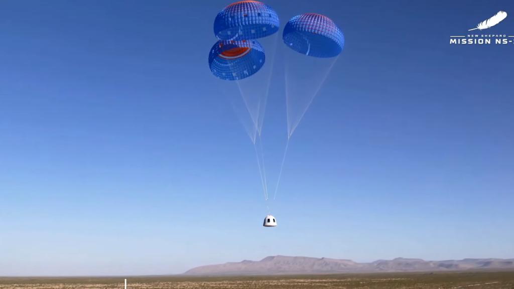 Cápsula New Shepard a punto de aterrizar