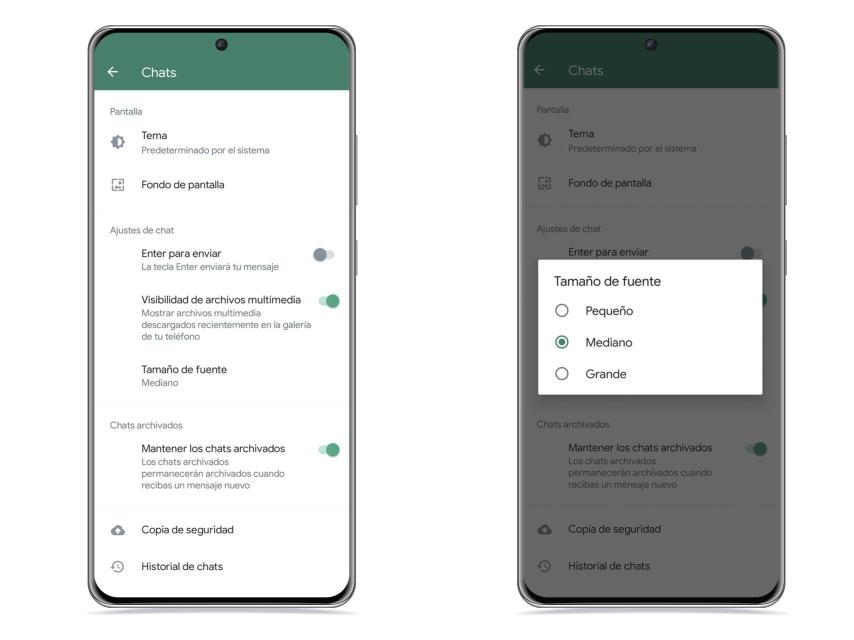 Cambiar el tamaño de letra en WhatsApp
