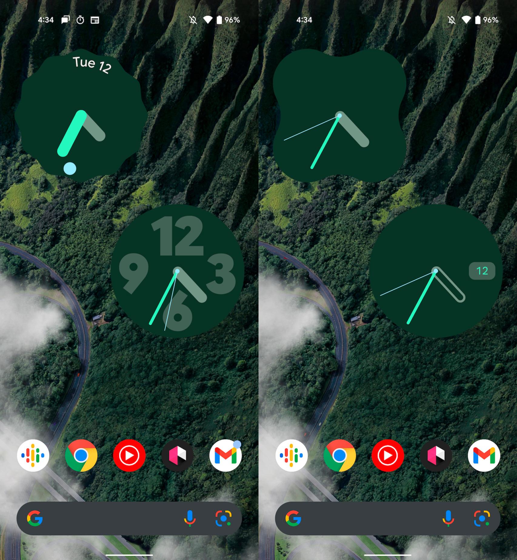 Nuevos widgets de la app Reloj de Google