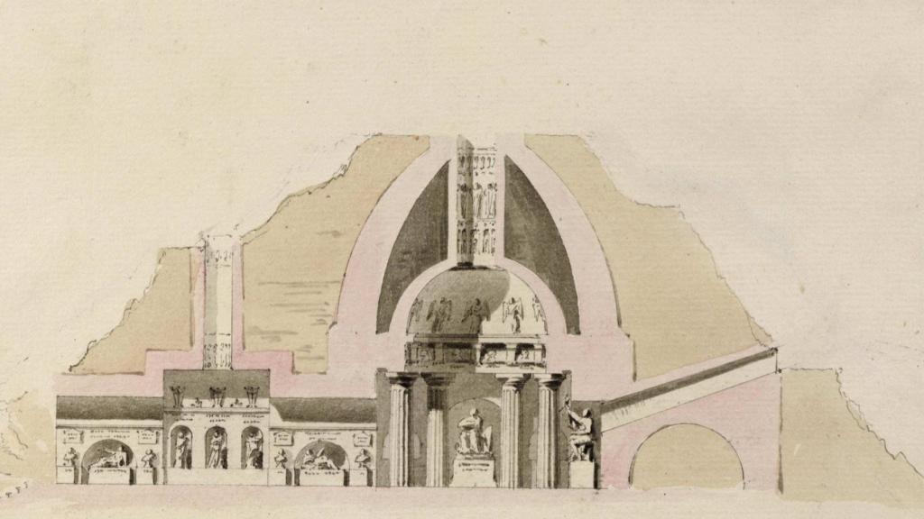 'Sección de un panteón dentro de una montaña artificial' (1792-1796) de Isidro Velázquez.