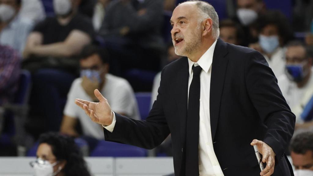 Pablo Laso, en un partido del Real Madrid de Baloncesto de la Euroliga 2021/2022