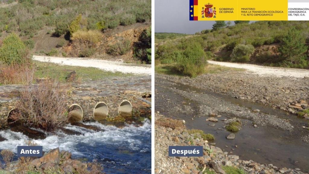 Retiran un antiguo vado que permite renaturalizar un vistoso rincón en Tejeda Negra