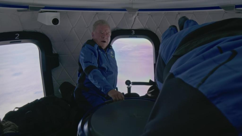 William Shatner, sorprendido en la cápsula New Shepard