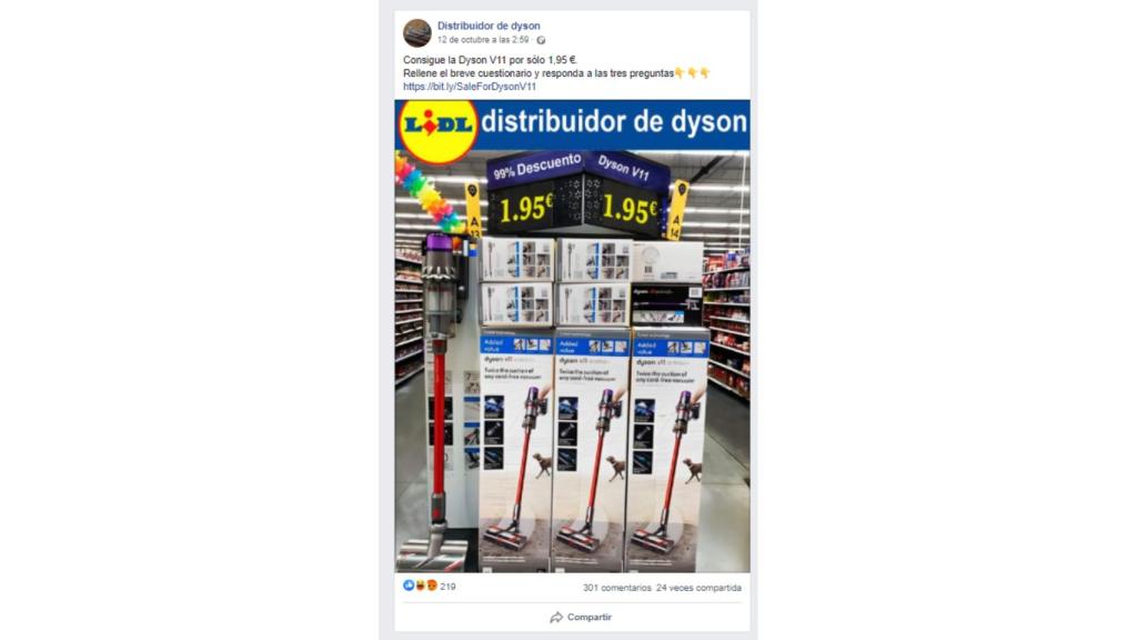 Imagen del falso concurso de Lidl en Facebook.