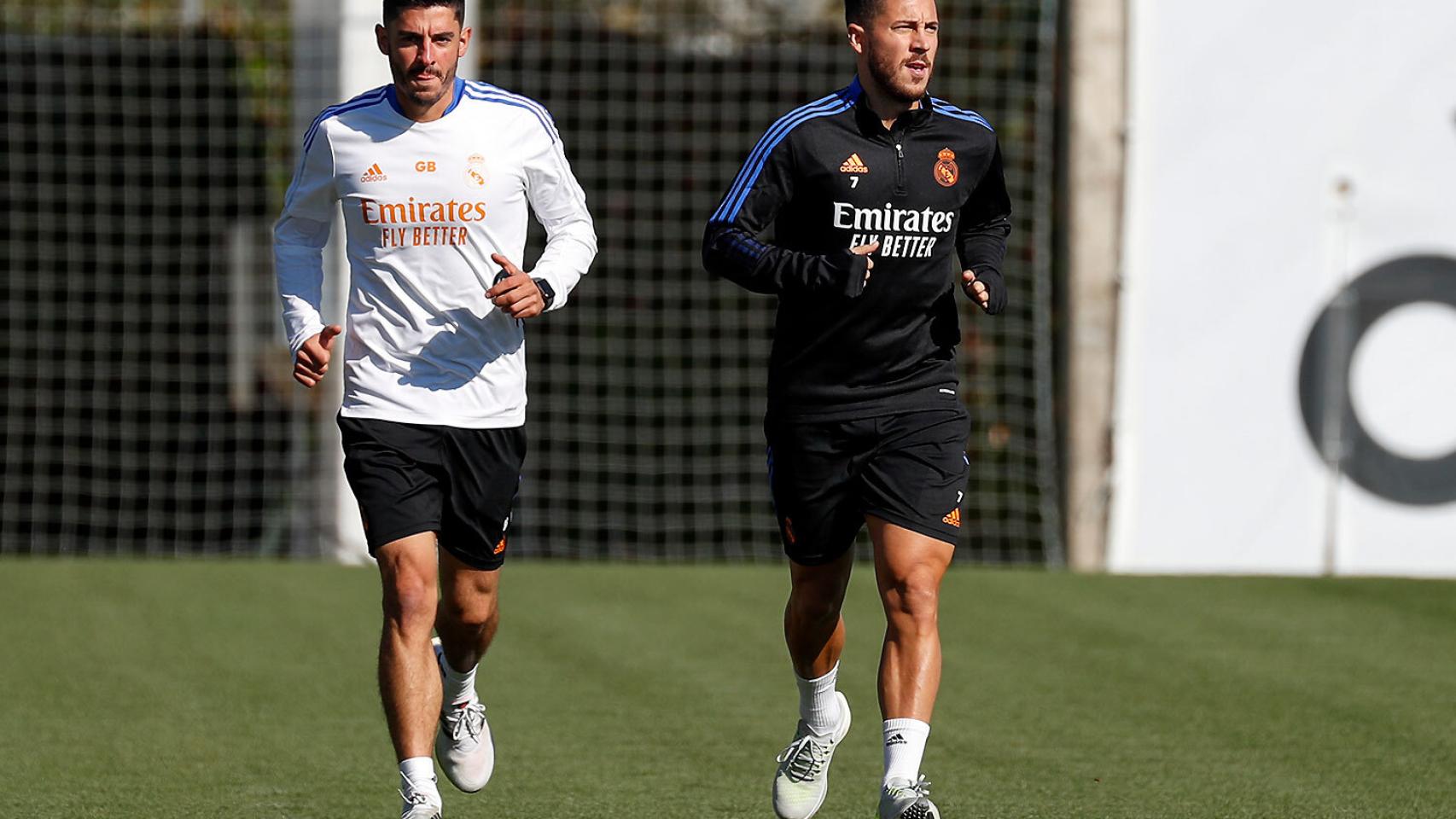 Fede Valverde y Eden Hazard, durante un entrenamiento del Real Madrid