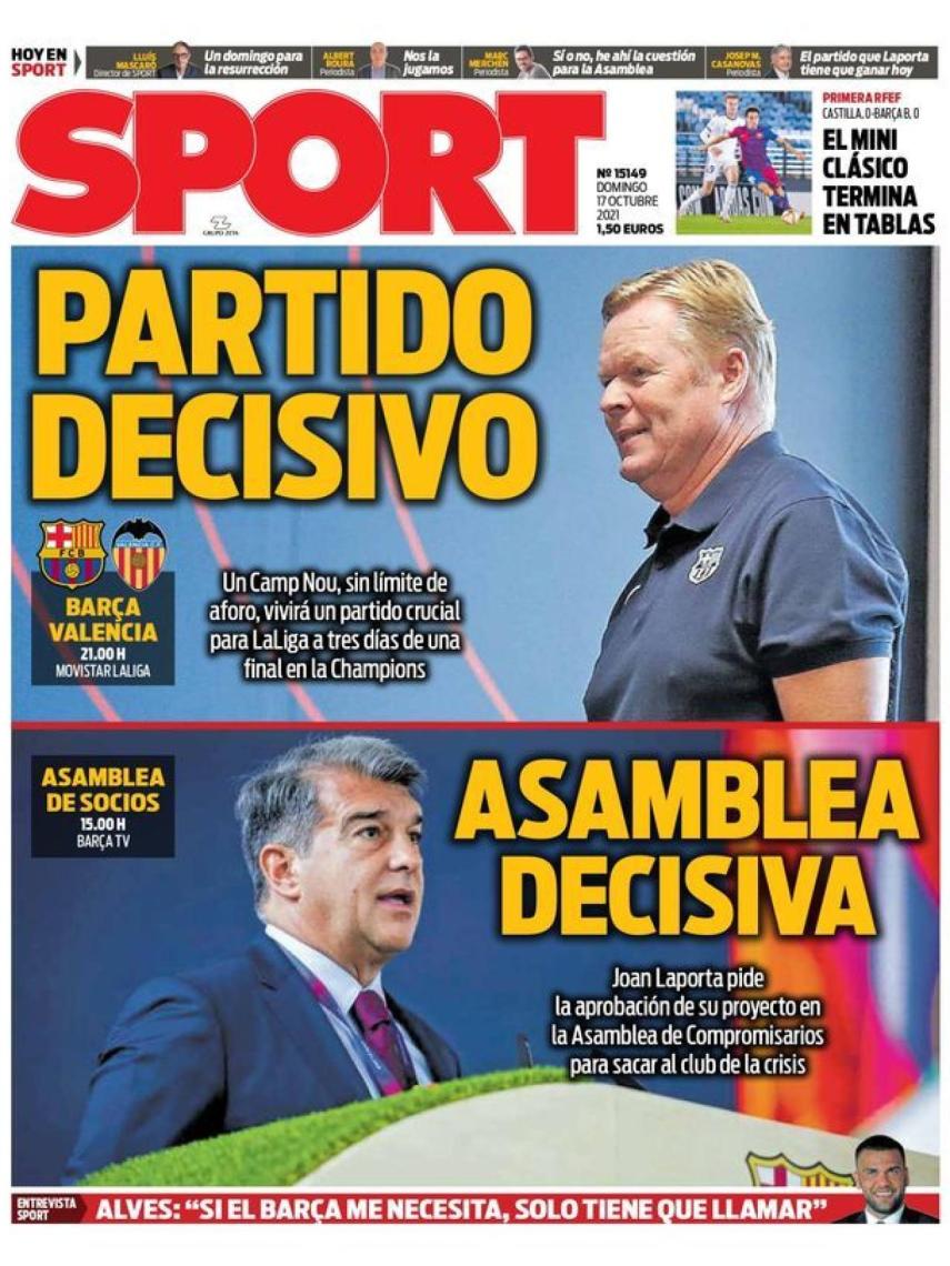 La portada del diario SPORT (17/10/2021)