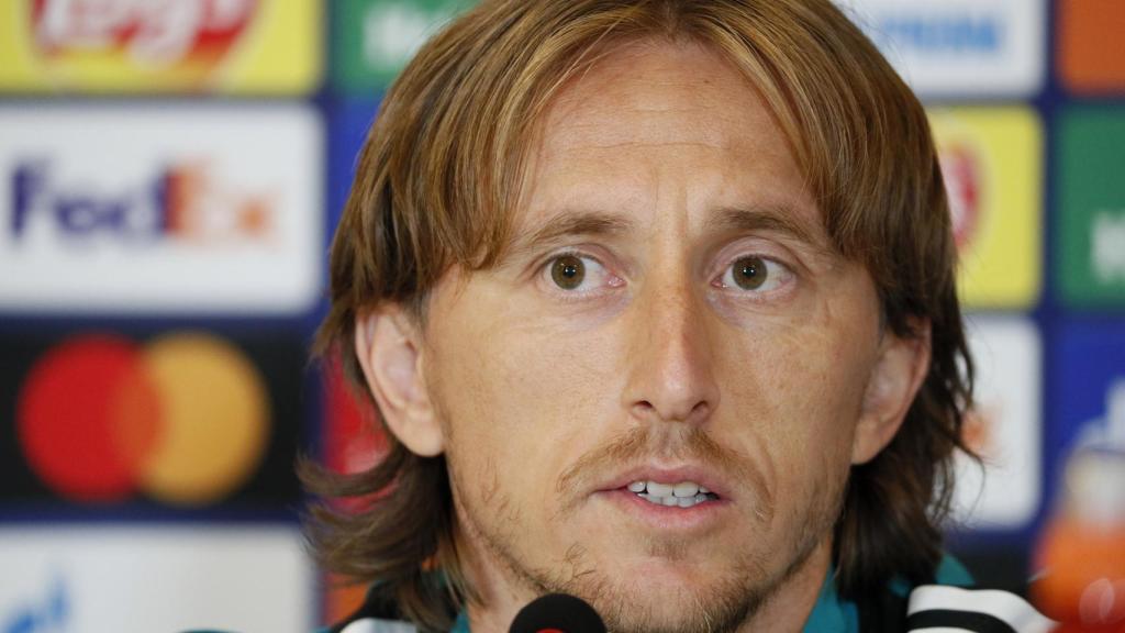 Luka Modric, en rueda de prensa de la Champions League