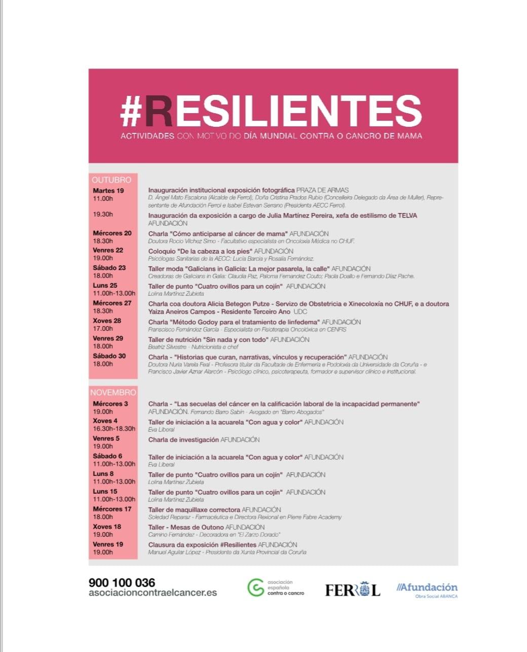 Programa actividades. Fuente: Asociación Española Contra el Cáncer,