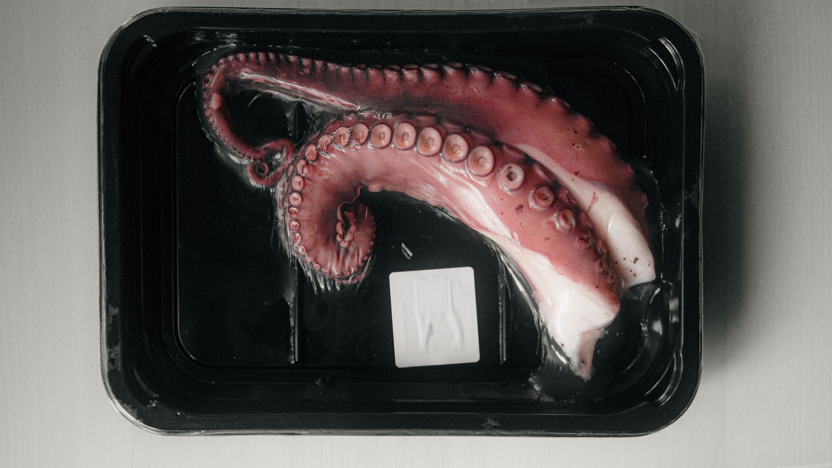 Tentáculos de pulpo cocidos y envasados.