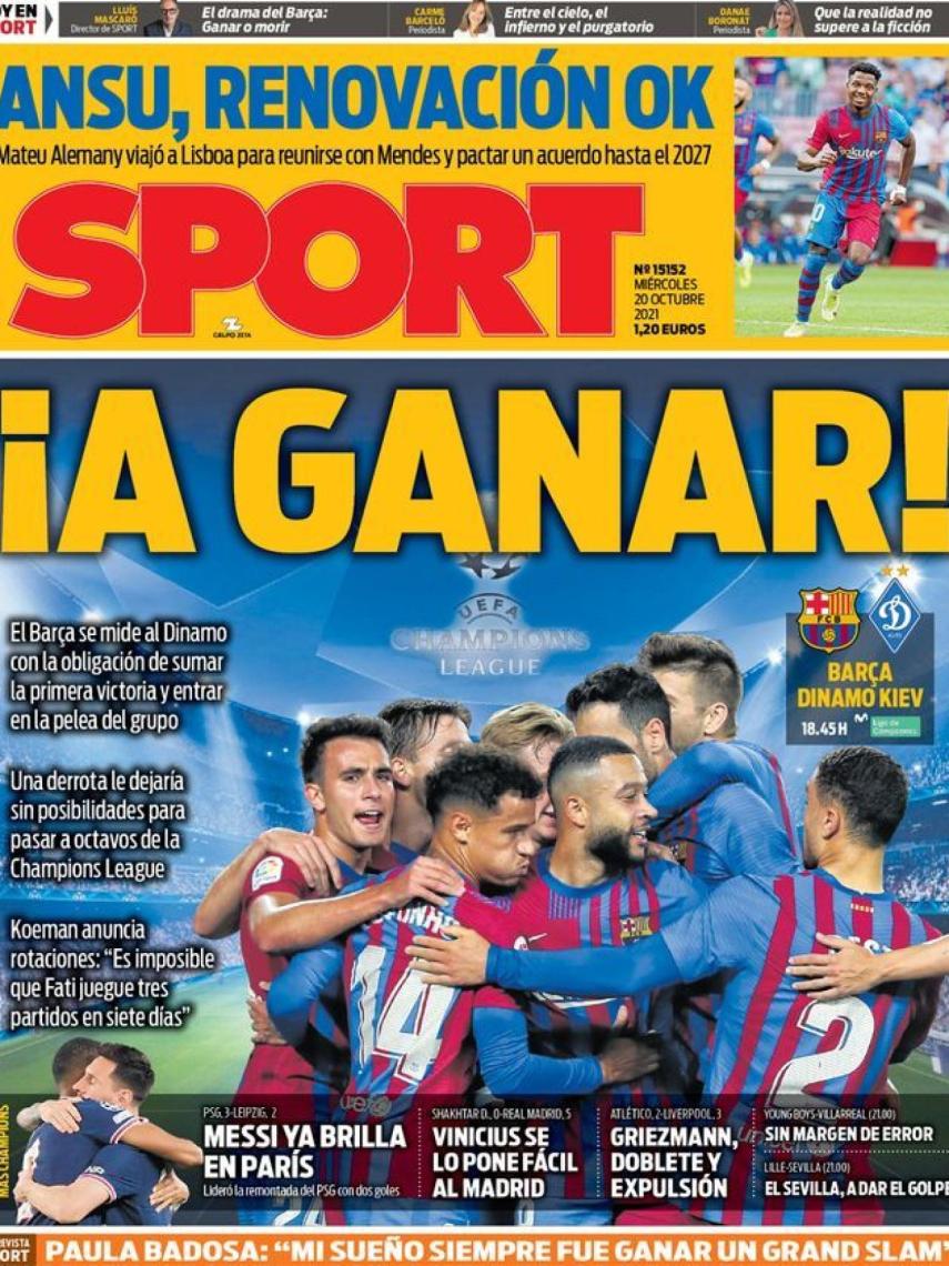 La portada del diario SPORT (20/10/2021)