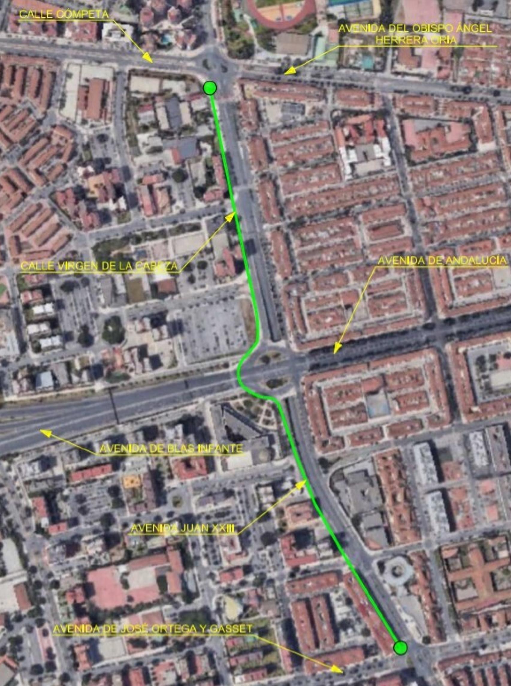 Trazado del nuevo carril bici ahora proyectado.
