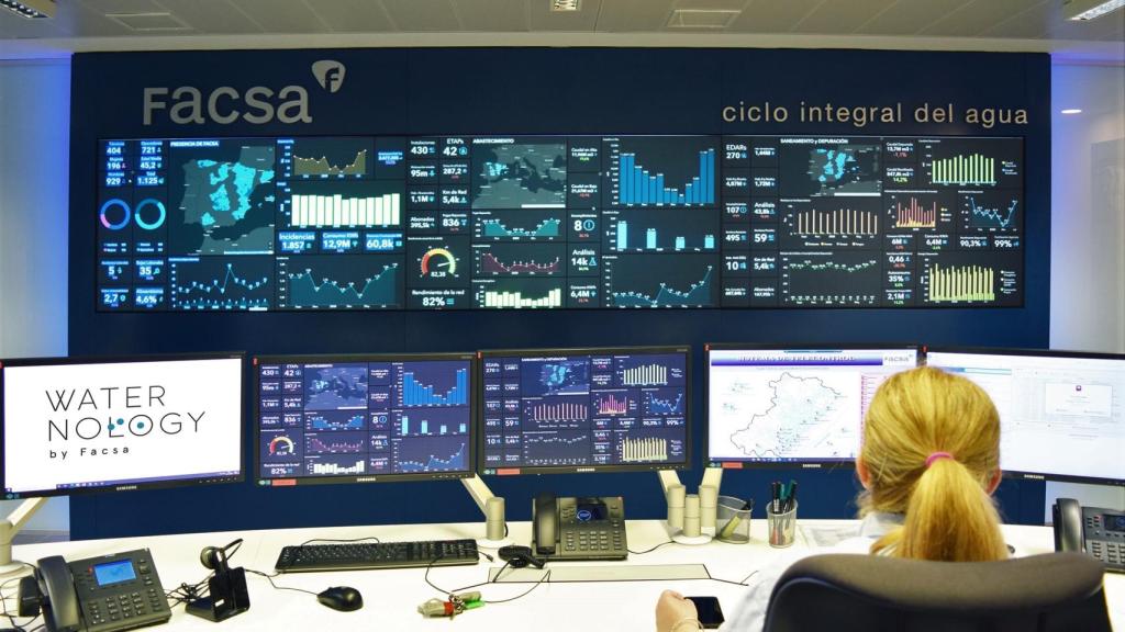 Centro de control de Waternology, el conjunto de soluciones digitales que Grupo Gimeno aplica a la gestión inteligente del ciclo integral del agua.