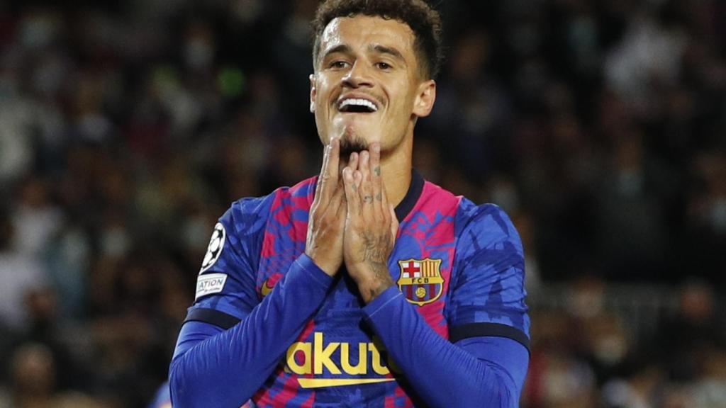 Philippe Coutinho, en un partido del FC Barcelona en la Champions League 2021/2022