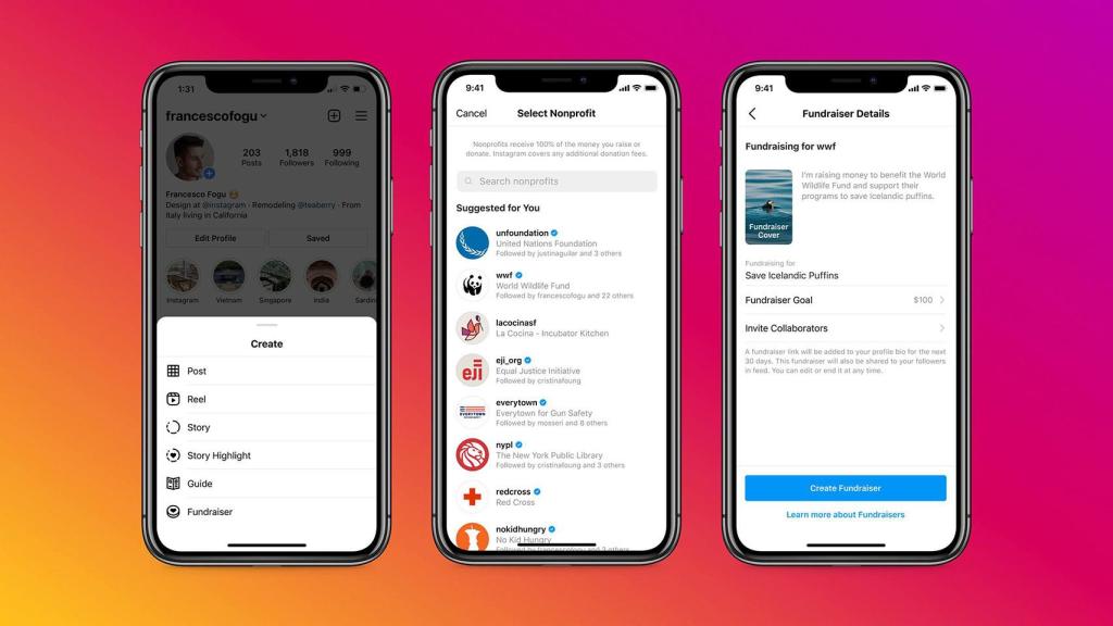 Recaudación de fondos en Instagram