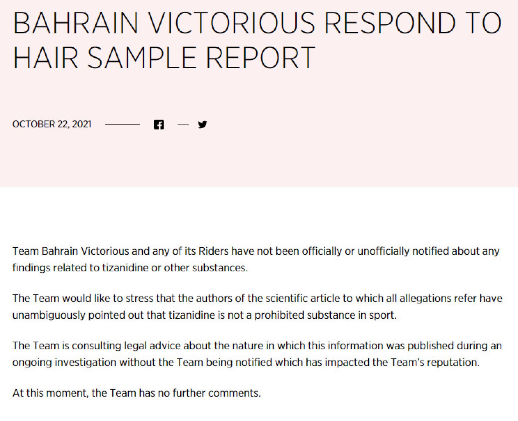 El comunicado de Bahrain Victorious tras la polémica