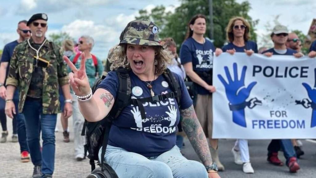 Manifestación del capítulo internacional negacionista 'Police for Freedom'