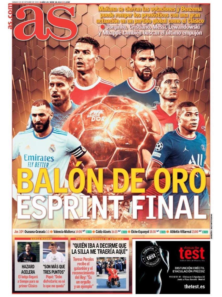 La portada del diario AS (23/10/2021)