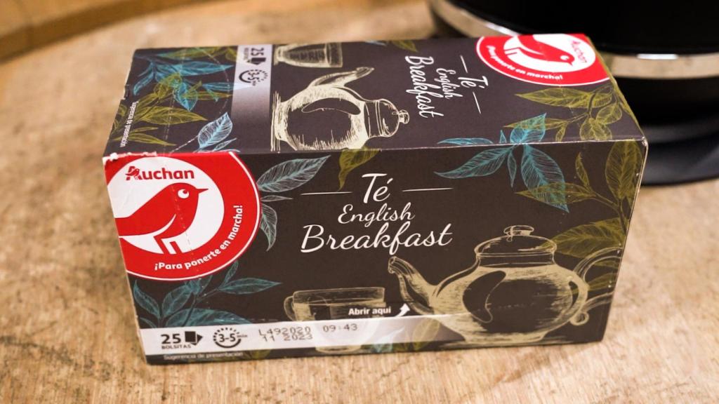La caja de té negro de Auchan, la marca blanca de Alcampo.