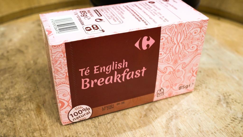 La caja de té negro de Carrefour.