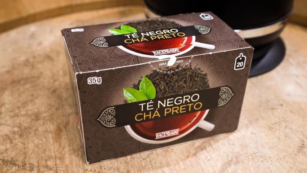 La caja de té negro de Hacendado, la marca blanca de Mercadona.