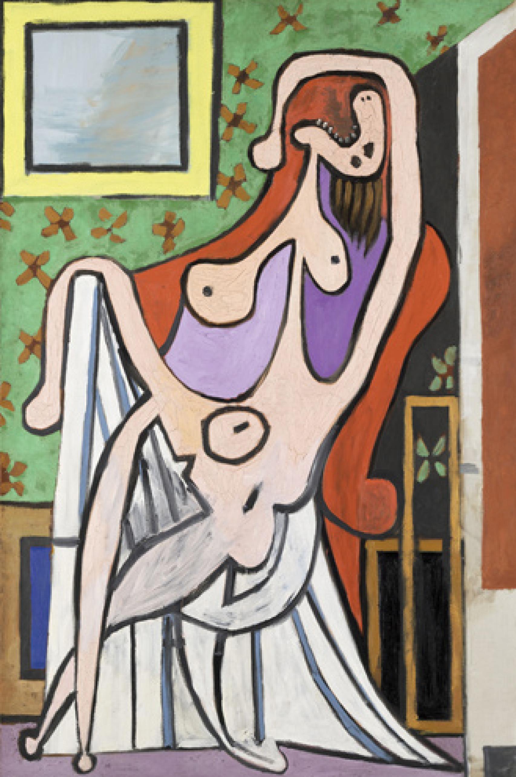 'Gran desnudo en un sillón rojo' donde Olga aparece retratada con la cara desfigurada.