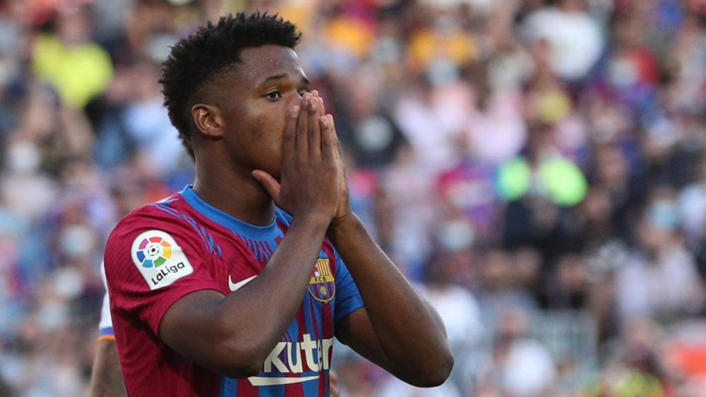 Ansu Fati se lamenta tras una ocasión fallada