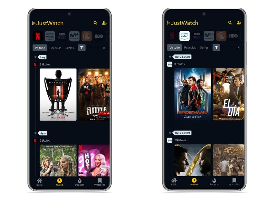 Justwatch contenido nuevo