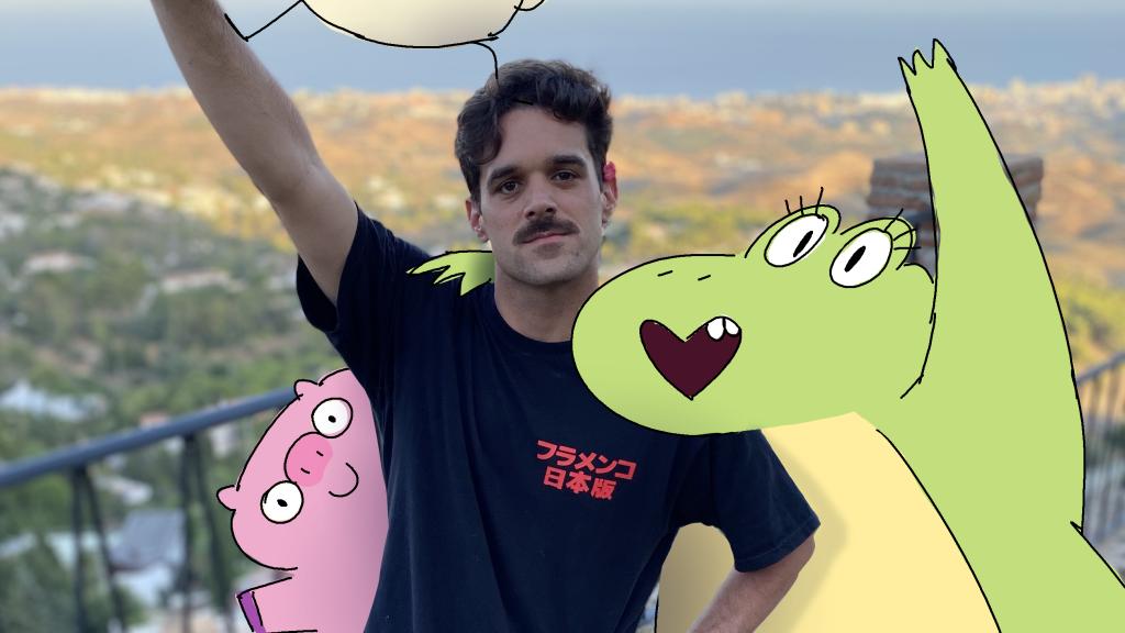 José Balbuena con algunos de sus personajes.