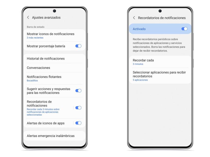 Recordatorios de aplicaciones de Samsung