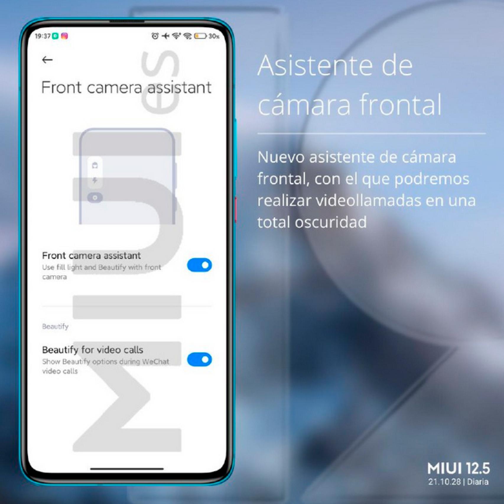 Asistente de cámara frontal en MIUI 12.5