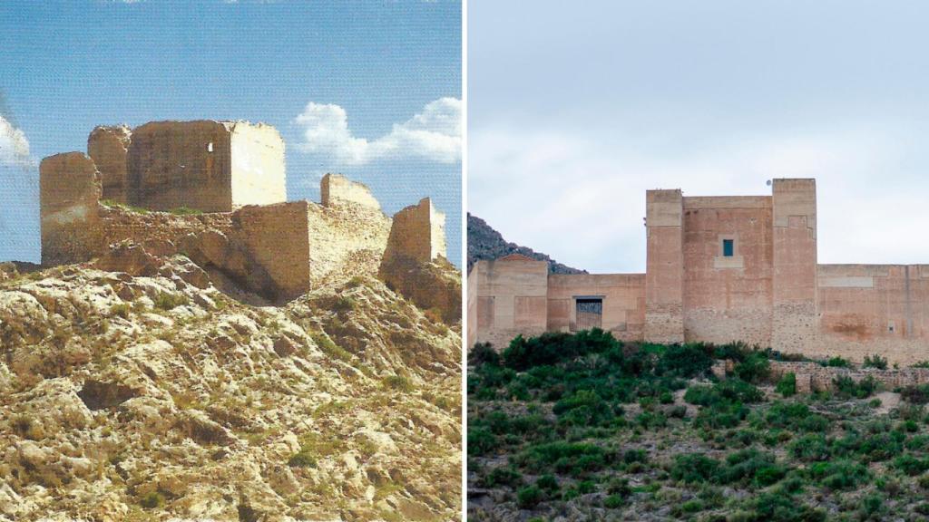 A la izquierda el Castillo de Cox en 1990; a la derecha, la imagen actual.