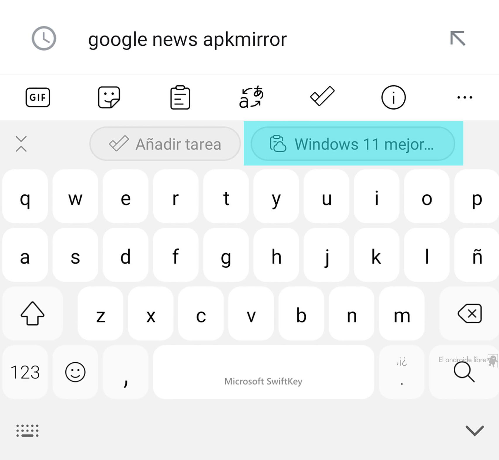 Sugerencia de pegado en SwiftKey