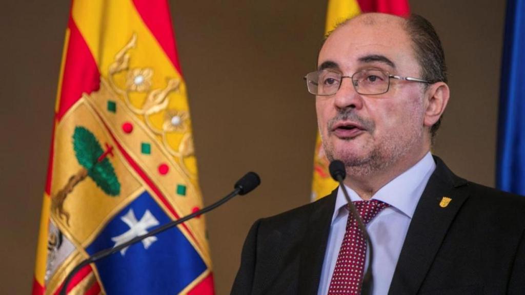 El presidente de Aragón, Javier Lambán, en una comparecencia pública