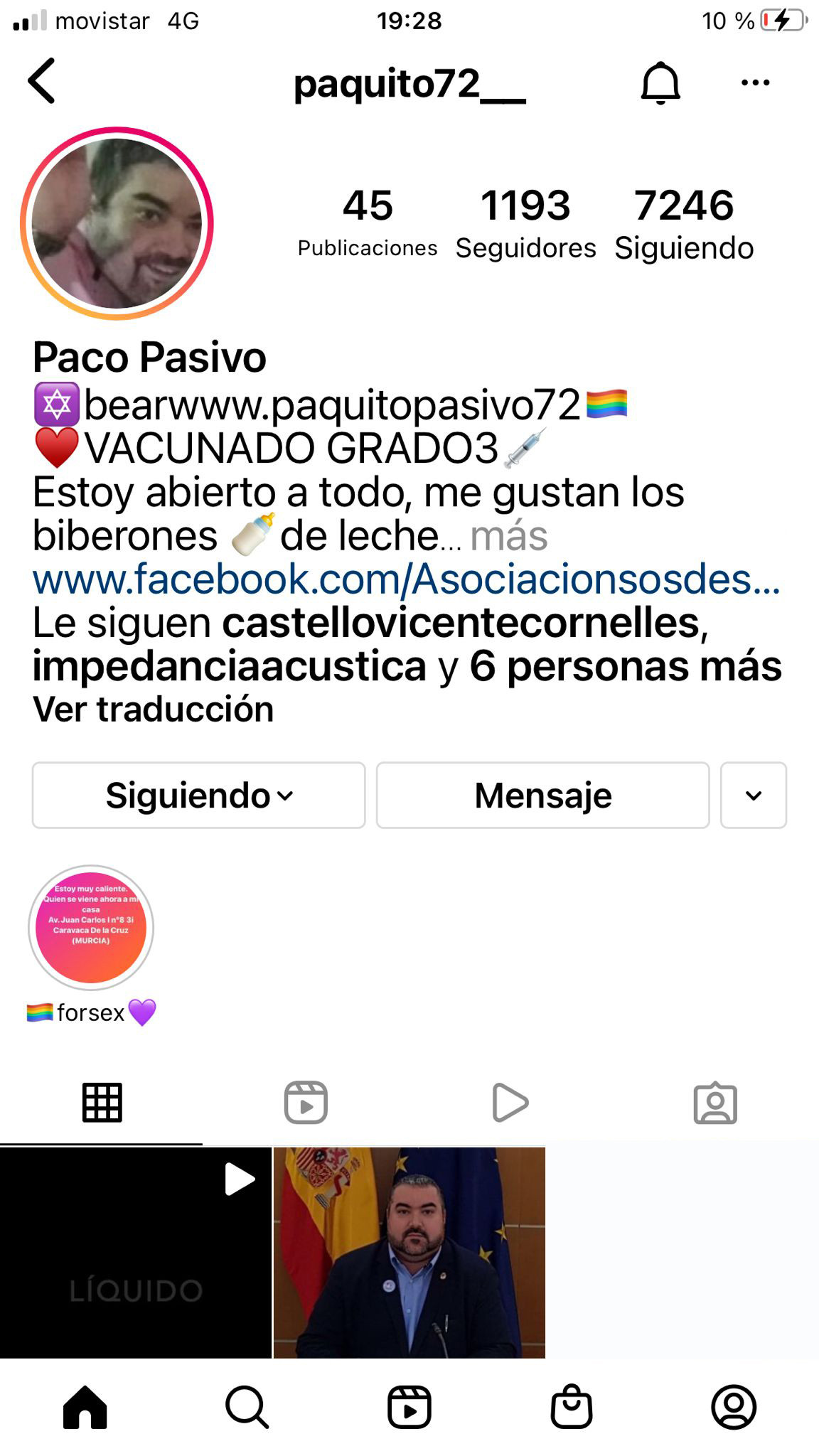 Imagen del perfil falso que denuncian que usaba para solicitar material pornográfico