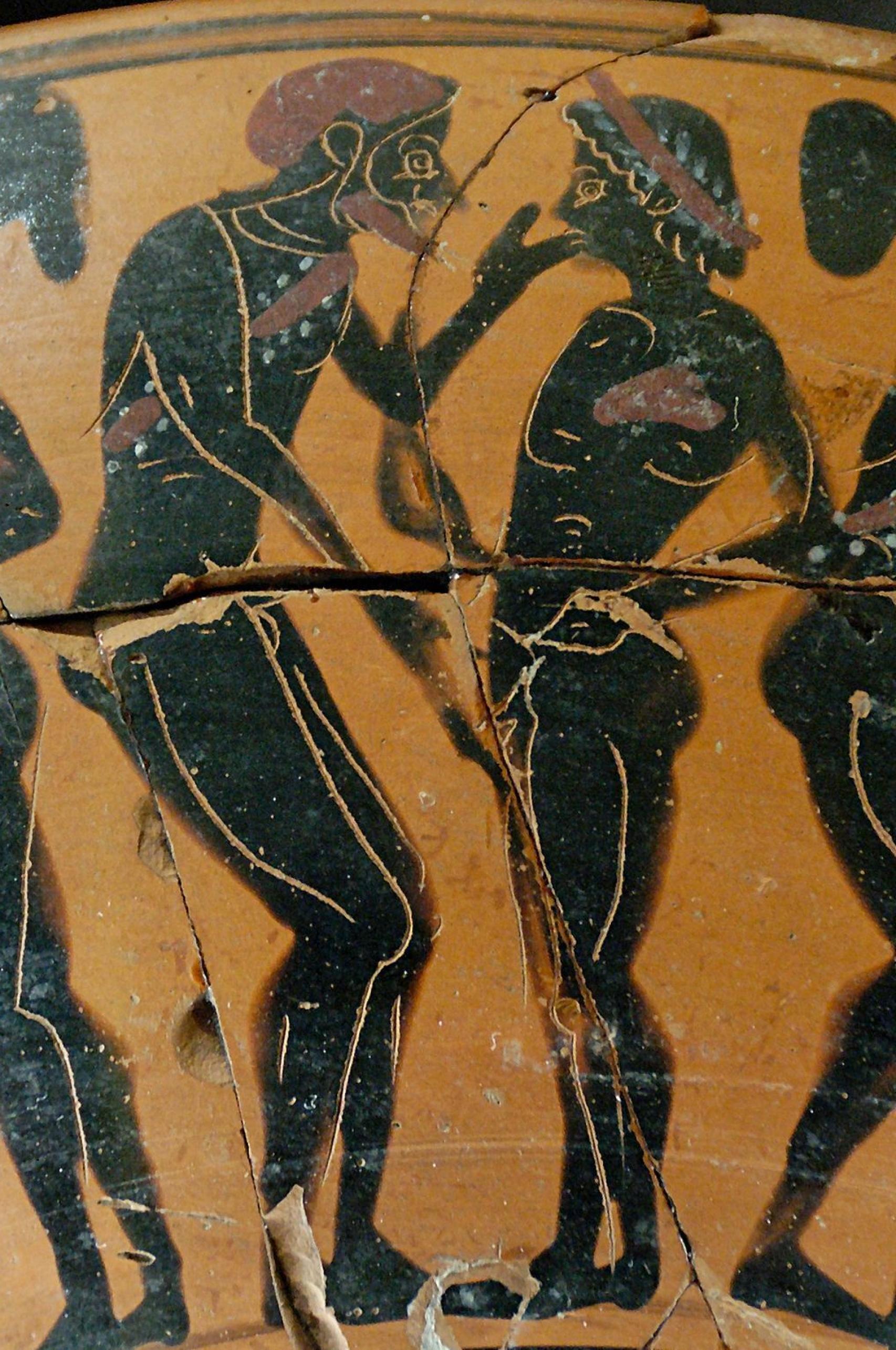 Detalle de una vasija que recoge un cortejo pederasta.