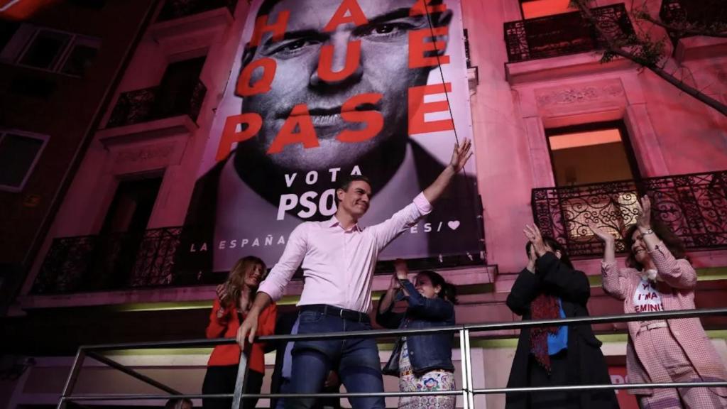 Pedro Sánchez celebra su victoria en las elecciones de abril de 2019.