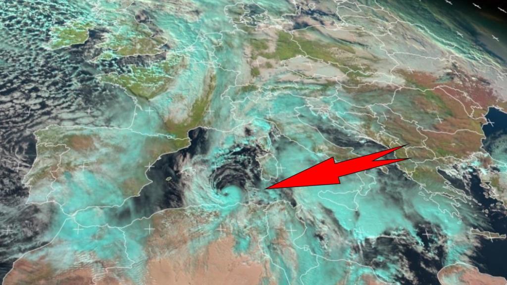 La borrasca Bernardo, un ciclón mediterráneo que se quedó en embrión de medicane.