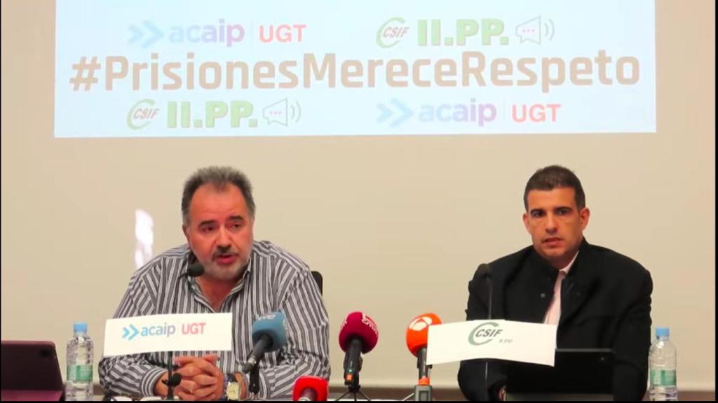 ACAIP-UGT y CSIF, durante la rueda de prensa de esta mañana.