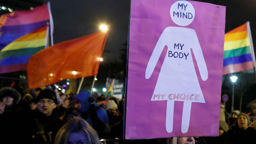Manifestación a favor del aborto en Polonia.