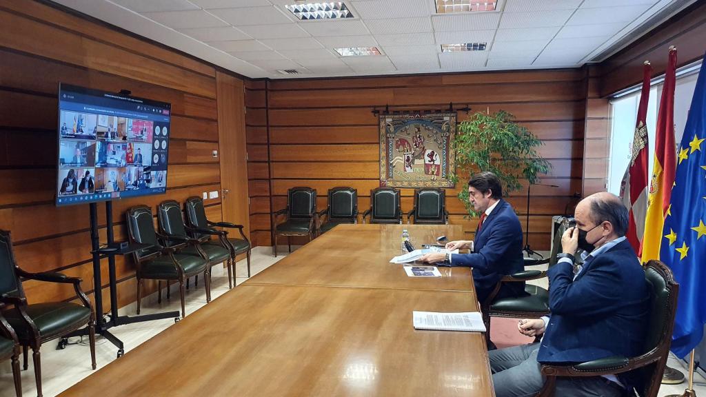 El consejero Juan Carlos Suárez-Quiñones durante la videoconferencia