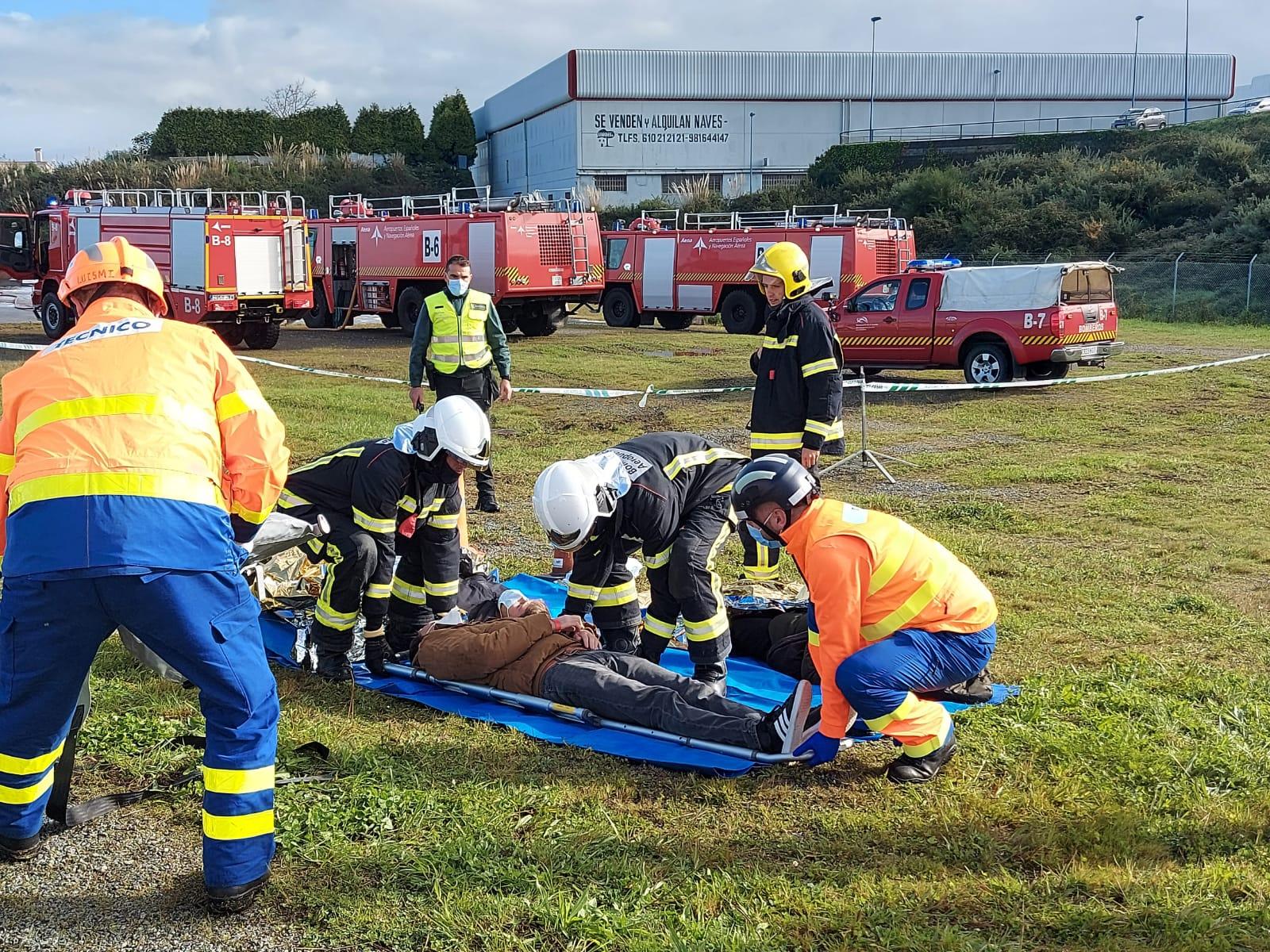 El simulacro de este viernes en Alvedro (Xunta de Galicia).